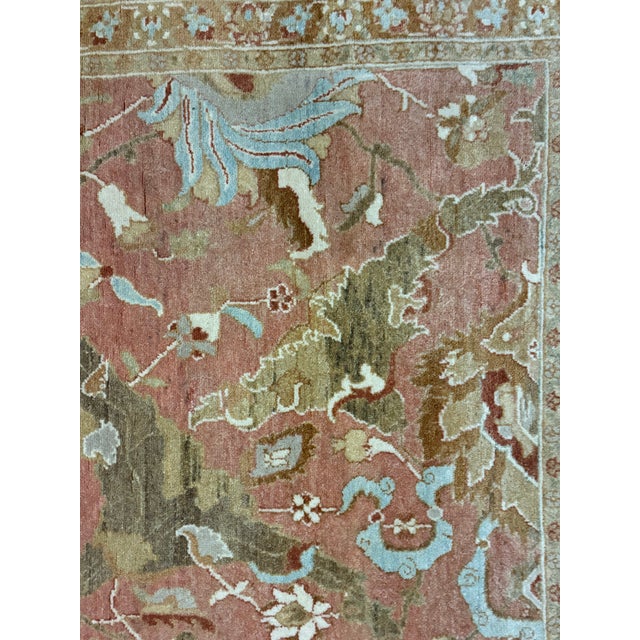 Textile Hand-Knotted Persian Tabriz Style Wool Area Rug Dusty Rose & Taupe Floral Rug For Sale - Image 7 of 8