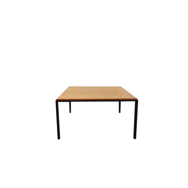 Vintage Modernist Square Coffee Table in Teak and Black Metal, 1960s For Sale