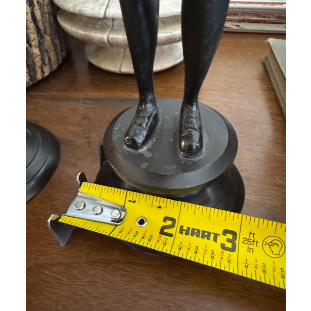 Mid 20th Century Vintage Moorish Figural Double Candleholders, Pair – Hand Painted Cast Metal Candlesticks, Hollywood Regency Style For Sale - Image 5 of 10