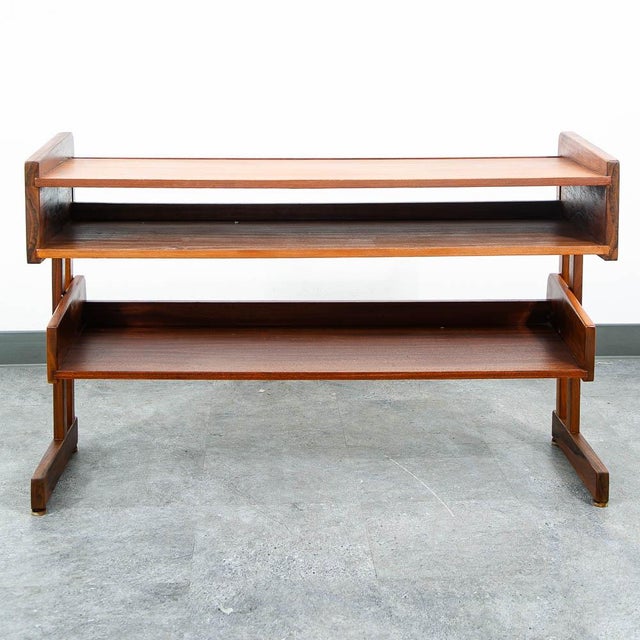 Mid-Century Modern Mid Century Danish Modern Console Table Entryway Storage Walnut Shelving MCM For Sale - Image 3 of 11