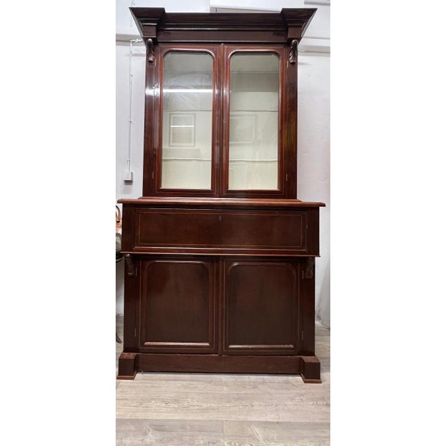 Bookcase with Mahogany Secretaire, 1940s For Sale - Image 9 of 13