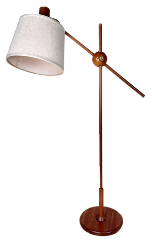Adjustable Floor Lamp in Teak with Brass Details from Temde Leuchten, 1960s