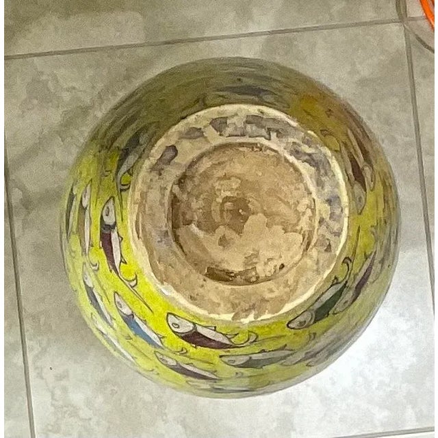 Large Persian Vintage Hand Painted Ceramic Fish Vase For Sale - Image 11 of 13