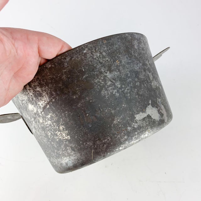 Mid 20th Century Vintage French Cordon Bleu Metal Charlotte Pot #18 Heart Handle Rustic Kitchen For Sale - Image 5 of 8
