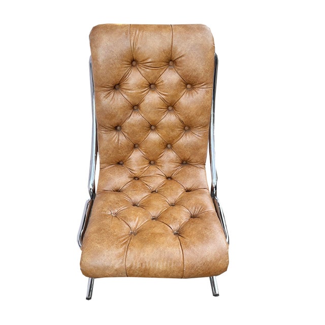 Daystrom 1970s Set of 4 (Four) 1970s Daystrom Quilted Leatherette and Chrome Scoop Chairs For Sale - Image 4 of 8