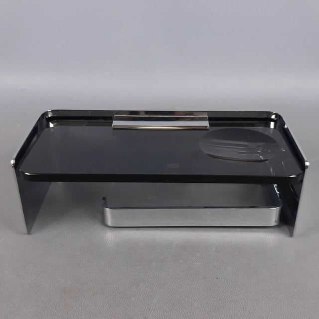 Modernist Bathroom Set in Smoked Glass, Chrome and Metal from Veca, 1970s, Set of 5 For Sale - Image 10 of 18