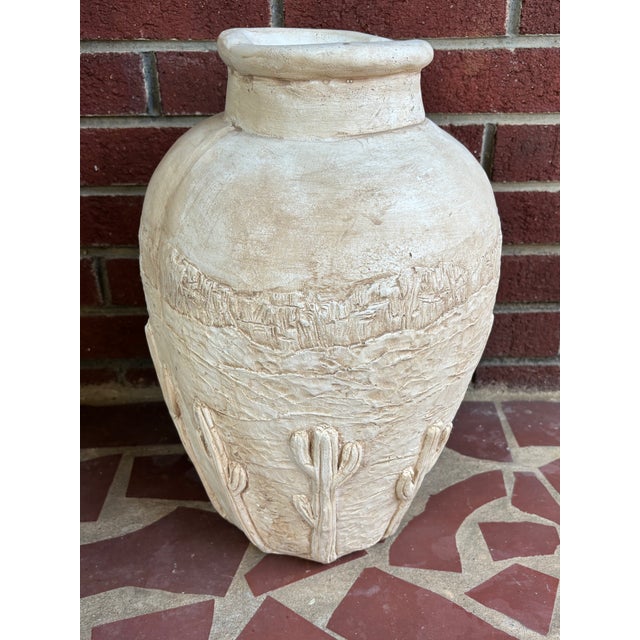 1980s Southwestern Cactus Plaster Floor Vase For Sale - Image 4 of 10
