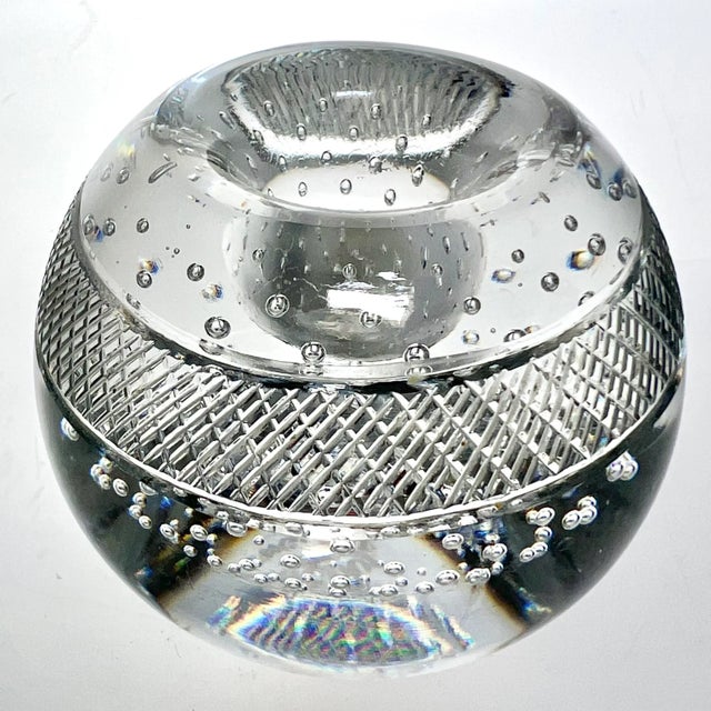 Thomas Webb & Sons Mid 20th Century English Bullicante Bubble Glass Matchstrikers- A Pair For Sale - Image 4 of 8