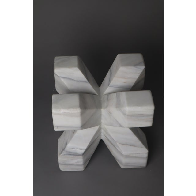 Double Cross Sculpture in White Italian Marble, 1980s For Sale - Image 4 of 18