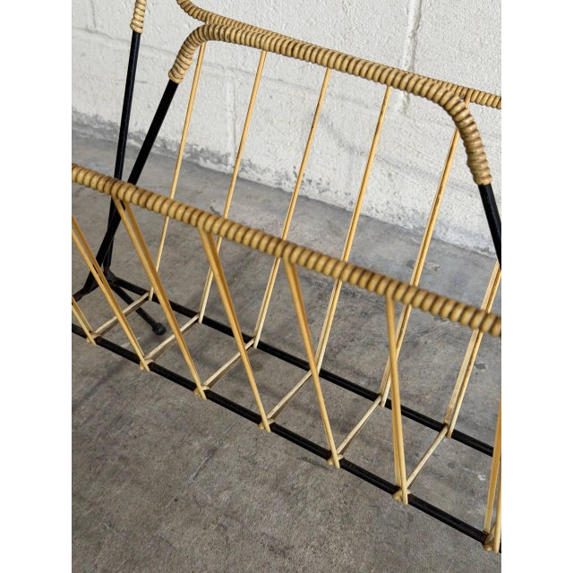 Plastic Danish Metal Magazine Holder With Woven Vinyl String Rack Mid-Century Modern 1950s For Sale - Image 7 of 9