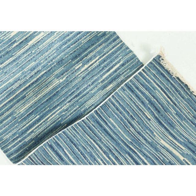 Textile Modern Swedish Design Blue Wool Runner by Doris Leslie Blau For Sale - Image 7 of 7
