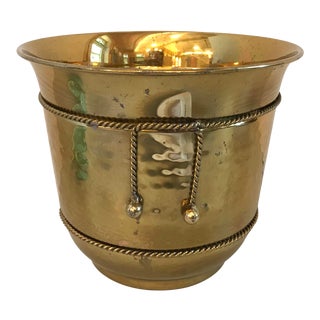 Vintage Brass Planter With Rope Design For Sale