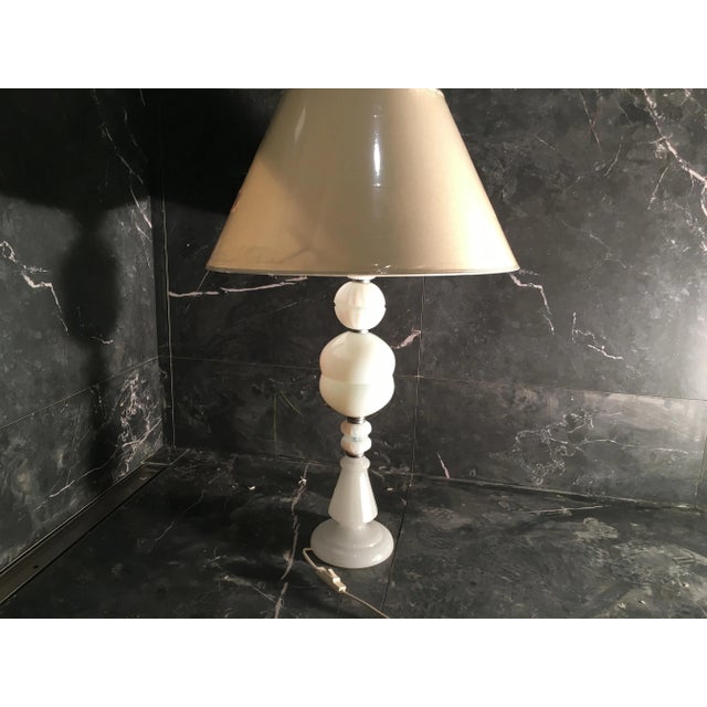 Large White Glass Table Lamp, 1970s For Sale - Image 11 of 18