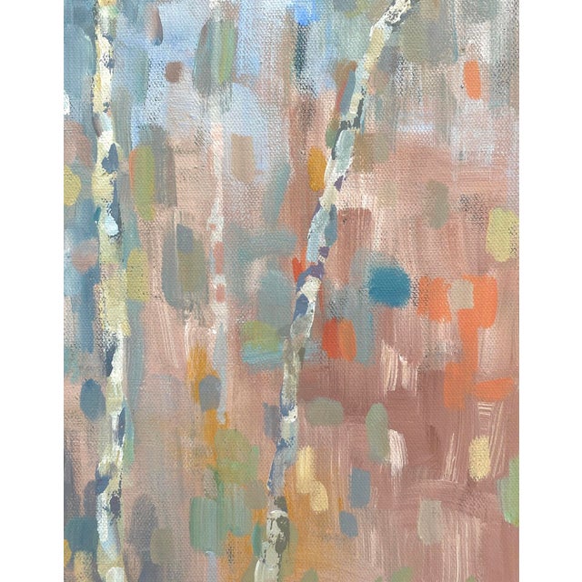 Early 21st Century Love Poem by Leigh Ann Van Fossan | Acrylic on Canvas Abstract depiction of birch trees with soft colors. For Sale - Image 5 of 5