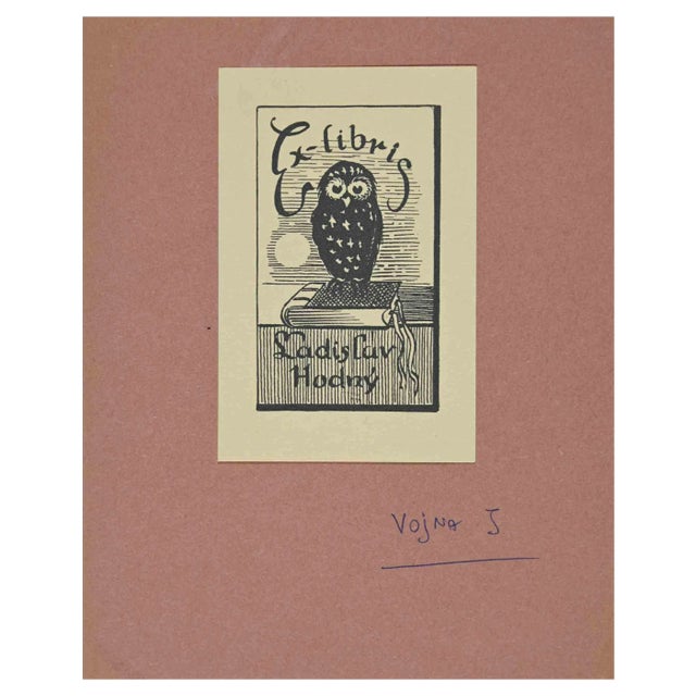 Jaroslav Vojna, Ex Libris, Ladislav Hodny, Woodcut, 1950s For Sale