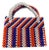 1970s Red Blue and White Faceted Beaded Italian Hand-Bag For Sale
