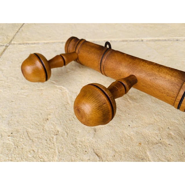 Brown Mid-Century Faux Bamboo Wall Mount Coat Rack, 1950s For Sale - Image 8 of 18
