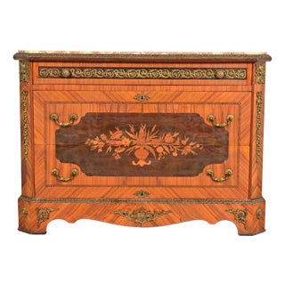 Paul Sormani Style French Regency Louis XVI Kingwood Inlaid Marquetry Marble Top Commode With Mounted Gilt Bronze Ormolu For Sale