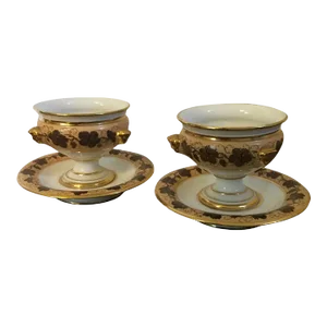 1825 Antique Paris Porcelain Sauce Tureens in the Vintage Pattern by Pochet-Deroche - 4 Pieces