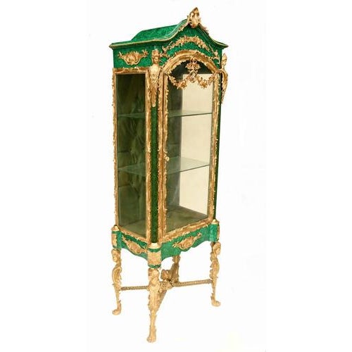 Louis XVI French Malachite Display Cabinets, Set of 2 For Sale - Image 5 of 13