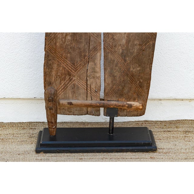 Antique Farmhouse African Two Plank Carved Door For Sale In Los Angeles - Image 6 of 8