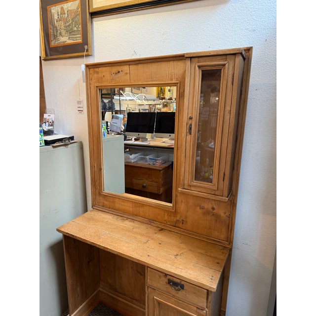 Early American Pine Wood Vanity For Sale - Image 4 of 12