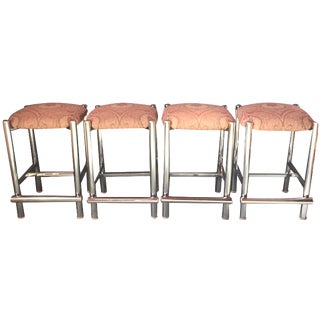 Tubular Chrome Counter Stools - Set of 4 For Sale
