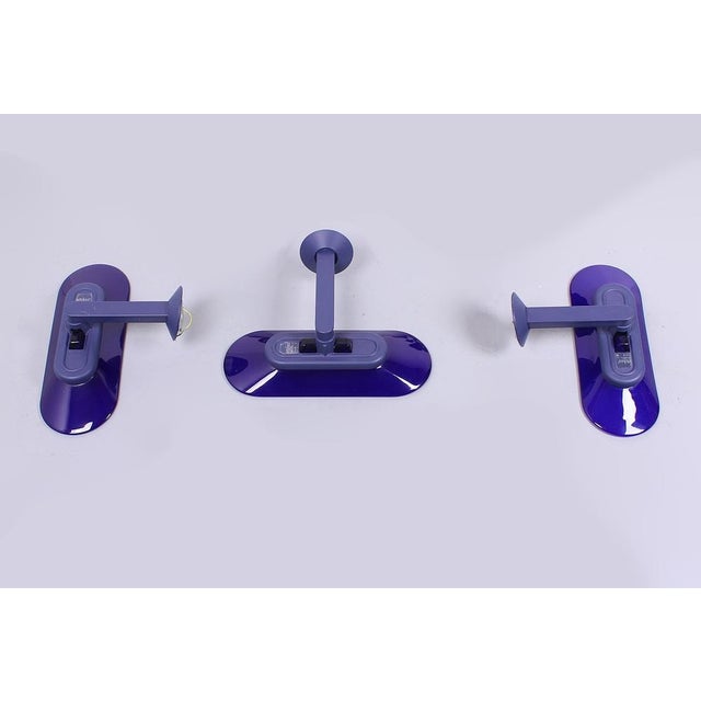Metal Postmodern Blue Jill Sconces by Perry King and Santiago Miranda for Arteluce, 1980s, Set of 3 For Sale - Image 7 of 12