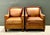 Wood Vintage Nailhead Trim Leather Armchairs - Pair For Sale - Image 7 of 12