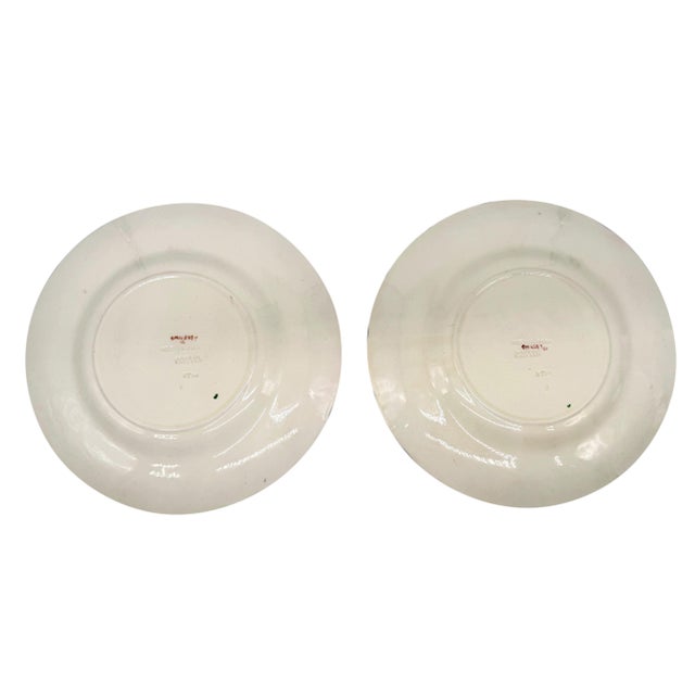 White Pair of Wedgwood Majolica Cauliflower Pattern Plates, English, Ca. 1920 For Sale - Image 8 of 10