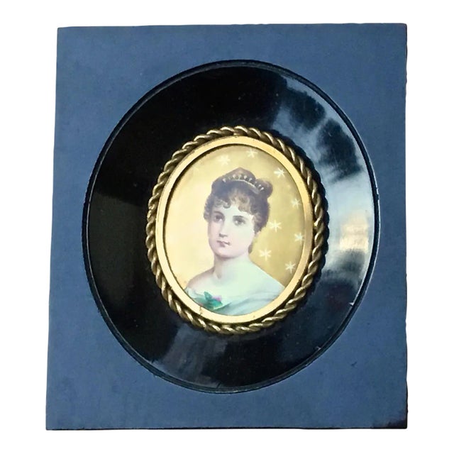 Antique Framed Porcelain Lady Portrait For Sale