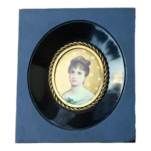 Antique Framed Porcelain Lady Portrait