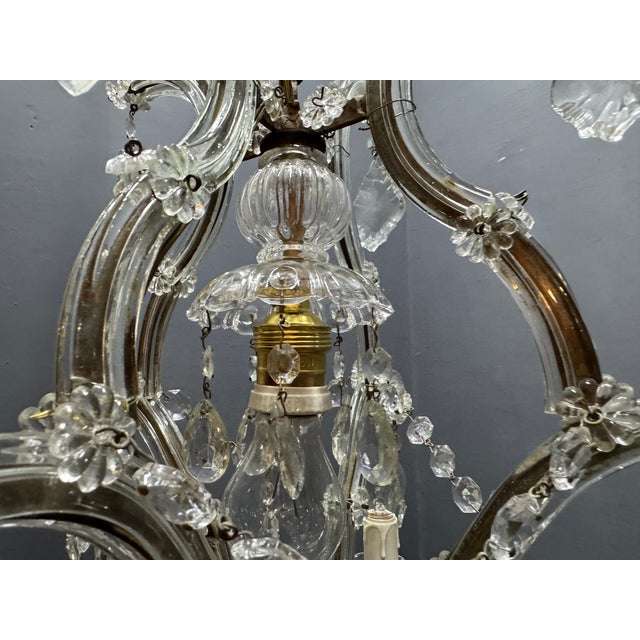 Italian Crystal and Murano Glass Chandelier, 1950s For Sale - Image 9 of 14