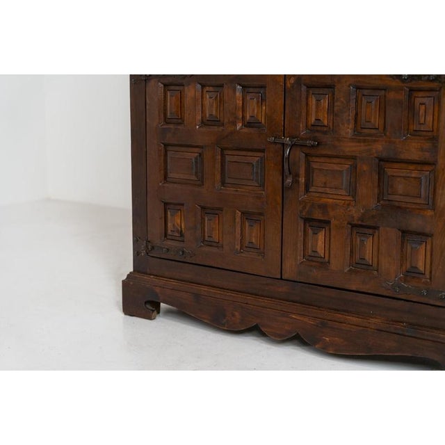 Brown Spanish Brutalist Cabinet in Wood For Sale - Image 8 of 16