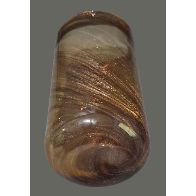 Murano Late 20th Century Attributed Murano Art Glass Hand Blown Pair Tumblers Glasses Copper Gold Color For Sale - Image 4 of 6
