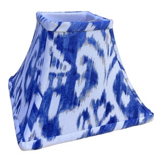 Blue & White Ikat Lampshade For Sale