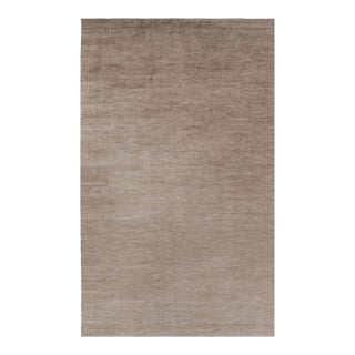 Rug & Kilim’s Oversized Modern Textural Rug in Brown, White and Beige Striae - 11x18 For Sale