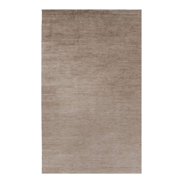 Rug & Kilim’s Oversized Modern Textural Rug in Brown, White and Beige Striae - 11x18 For Sale