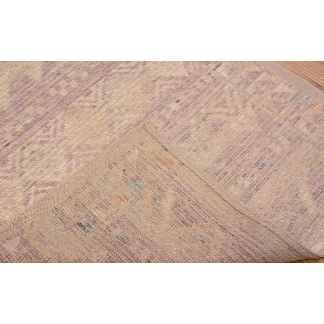 Tribal Geometric Soft Neutral Pastel Color Modern Hallway Runner Rug, Country Of Origin: Central Asia, Circa Date: Modern Rug