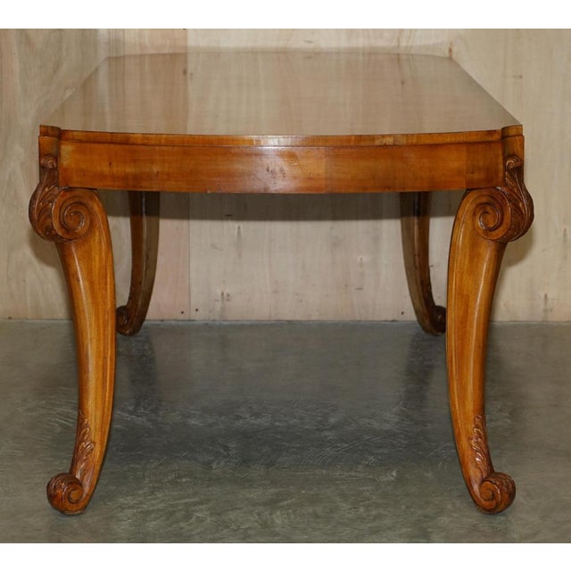 Vintage Art Deco Burr Walnut Ornately Carved Dining Table and Chairs, Set of 7 For Sale - Image 9 of 18