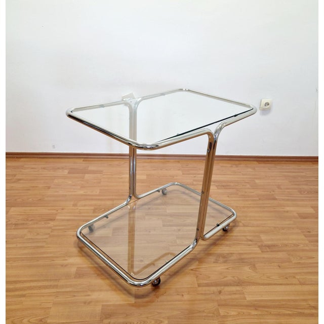 Mid-Century Modern Chrome and Glass Bar Cart, Italy, 1960s For Sale - Image 6 of 14