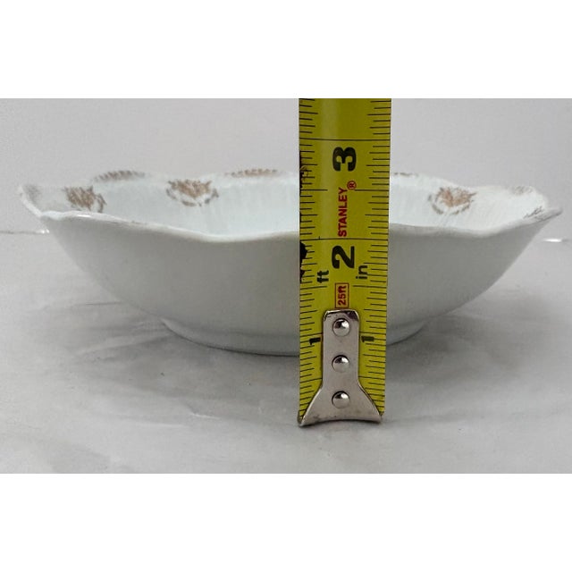 Ceramic Antique Schwarzenhammer Bavaria European Traditional Floral Porcelain Bowl With Gilt Scalloped Rim For Sale - Image 7 of 7
