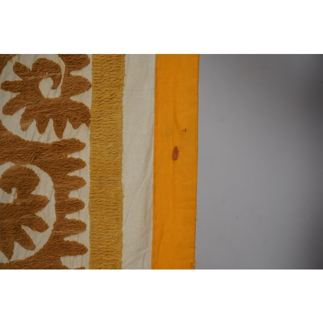 Yellow Brown Suzani Wall Hanging - Tribal Textile For Sale In New York - Image 6 of 12