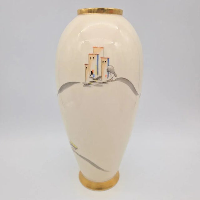 Large Hand-Painted Porcelain Vase from Lindner, 1950s For Sale - Image 3 of 7