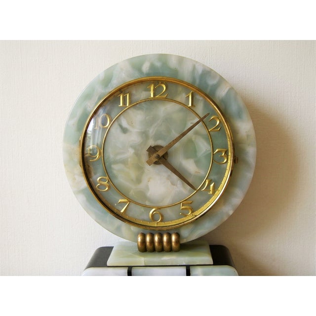 Art Deco Marble and Onyx Clock with Antelope Motif, 1920s For Sale - Image 3 of 6