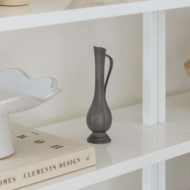 Lovely decorative pewter vase from France, 1930s. Sculptural shape with fluted rim and and handle detail. Original finish...