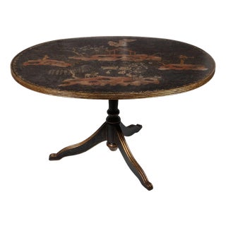 Dessin Fournir Regency Style Black Chinoiserie Cocktail Table For Sale
