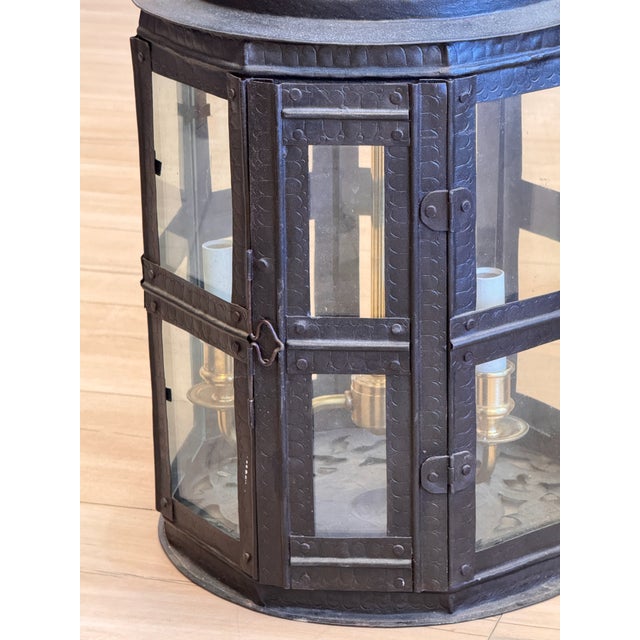 Pair of Late 19th / Early 20th Century German Pierced Metal Octagonal Lanterns For Sale - Image 4 of 11