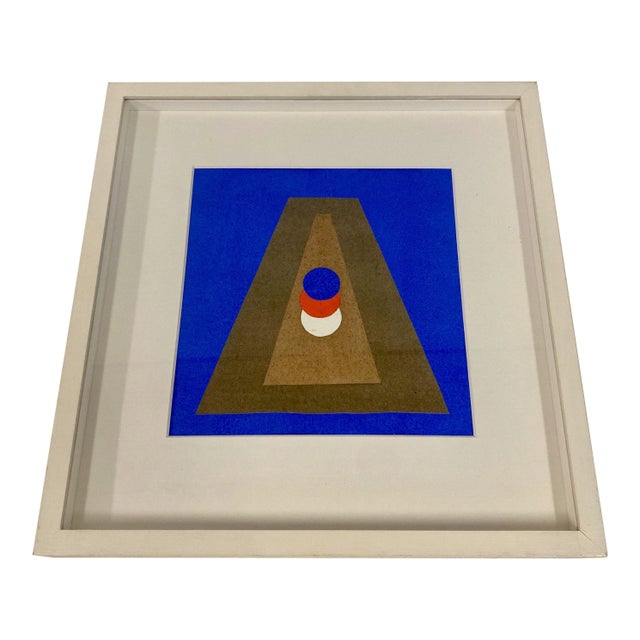 Italo Valenti, Pyramids in Blue, 1973, Collage and Gouache For Sale - Image 9 of 9