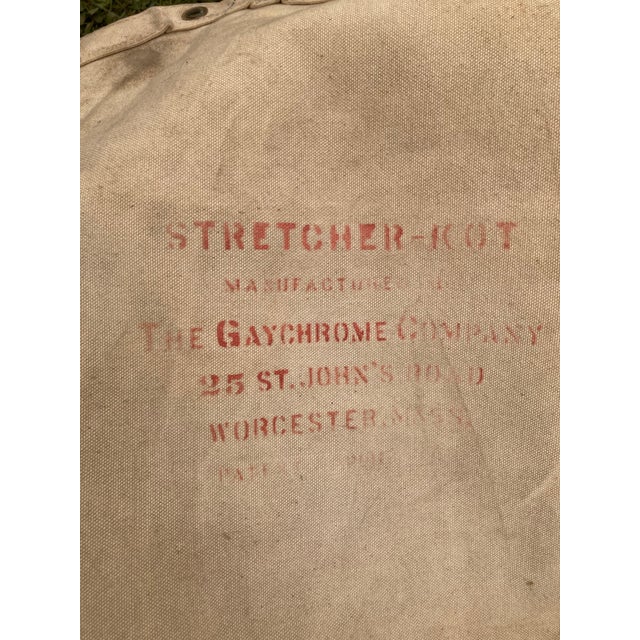 1960s Vintage Laced Canvas Low Sling Daybed Poolside Cot Mid-Century Industrial For Sale - Image 9 of 9